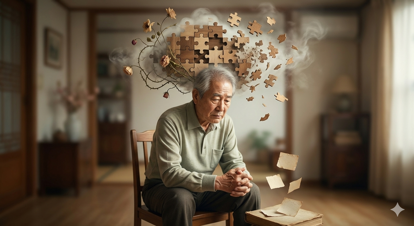 노인 우울증의 여러 증상 중 기억력 저하에 관한 이미지