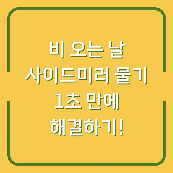 비 오는 날 사이드미러 물기 1초 만에 해결하기!