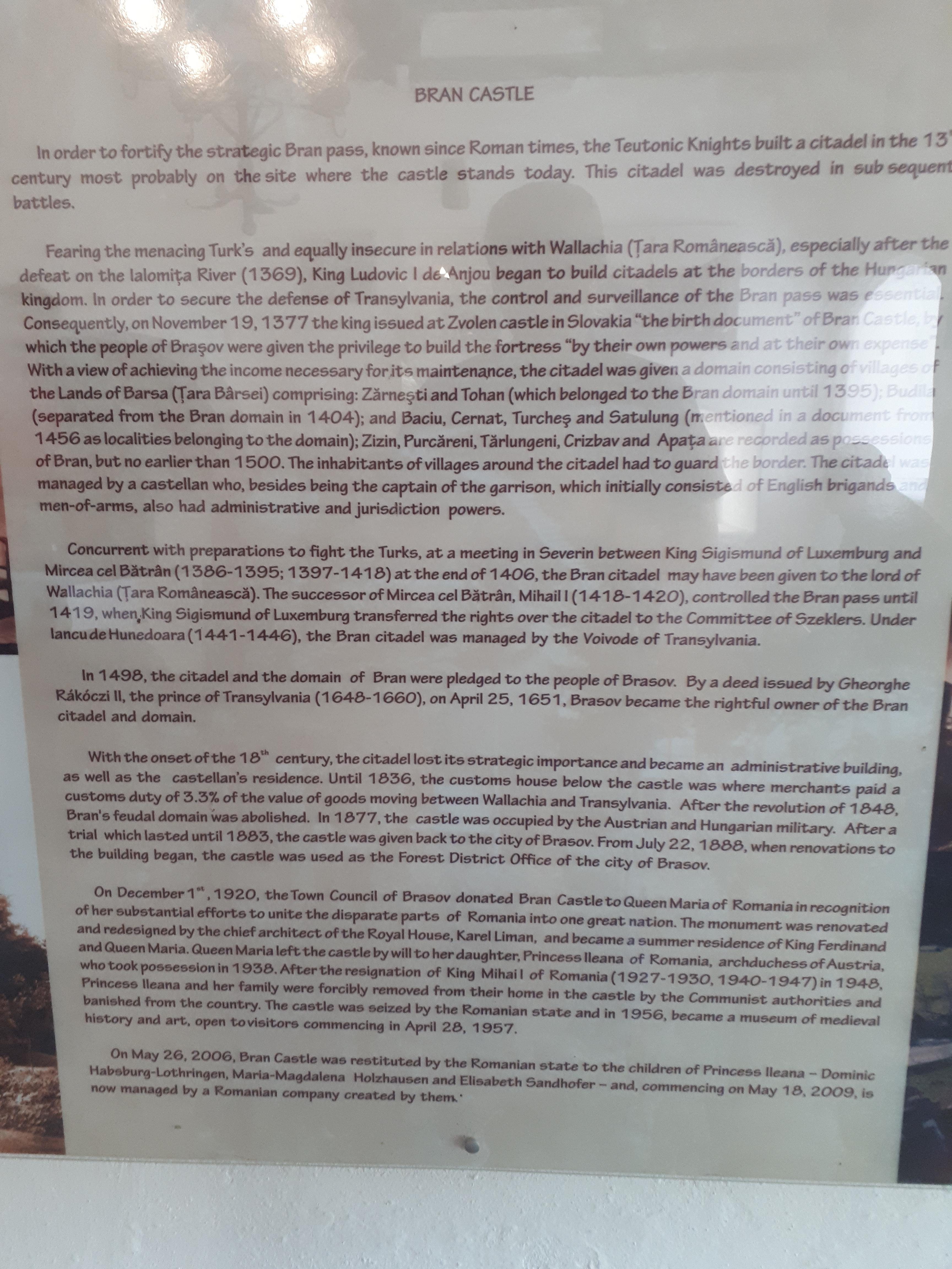 루마니아 브라쇼브 브란 성 설명