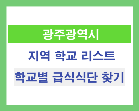 광주 지역 학교 리스트 및 학교별 급식식단 찾기