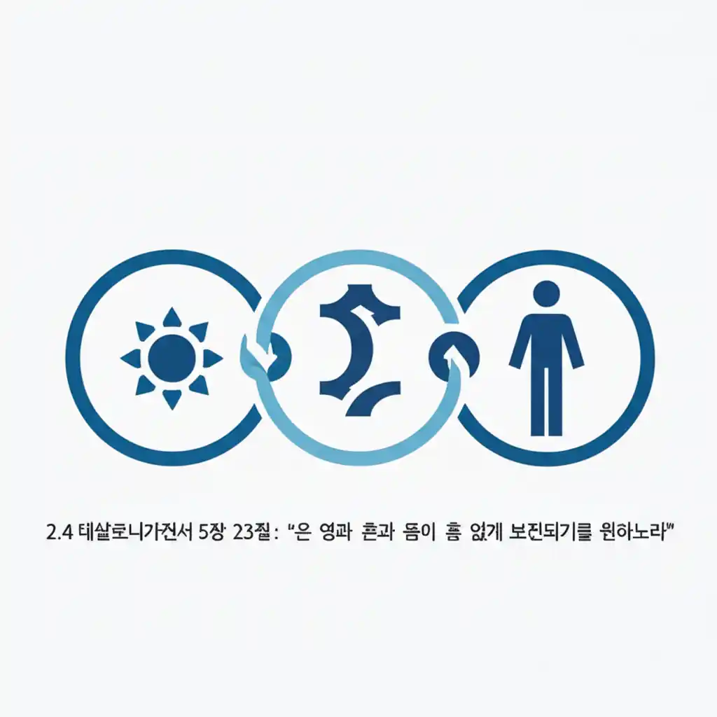 건강에 대한 성경구절, 데살로니가전서 5장 23절처럼 영혼육 균형을 이루는 사람.