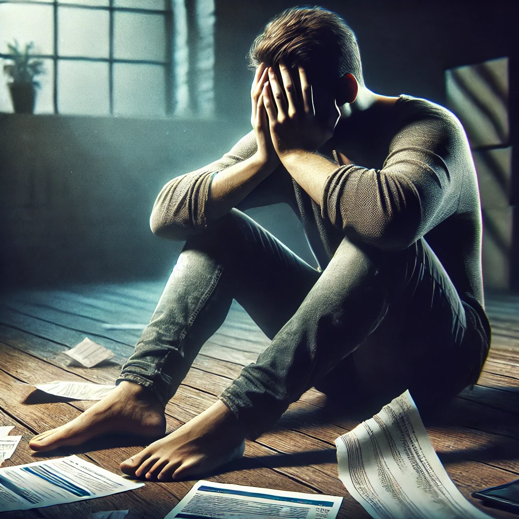 괴로워하는 남성의 모습