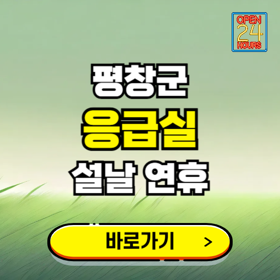 평창군 설날 연휴 비상진료 응급실 병원 찾기 ❘ 내근처 24시 야간 심야 휴일 가능한 곳