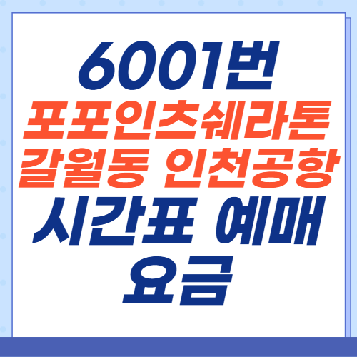6001번-포포인츠쉐라톤-갈월동-인천공항-시간표-예매-요금