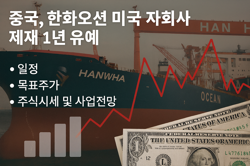 중국, 한화오션 미국 자회사 제재 1년 유예, 일정, 목표주가, 주식시세 및 사업전망