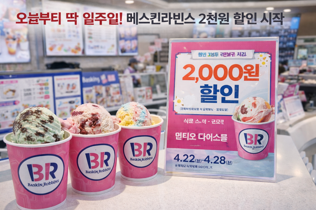 베스킨라빈스 2천원 할인 오늘부터 딱 일주일, 놓치면 후회