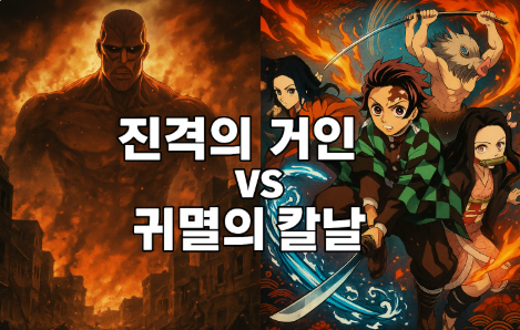 진격의 거인 대 귀멸의 칼날 관련 사진