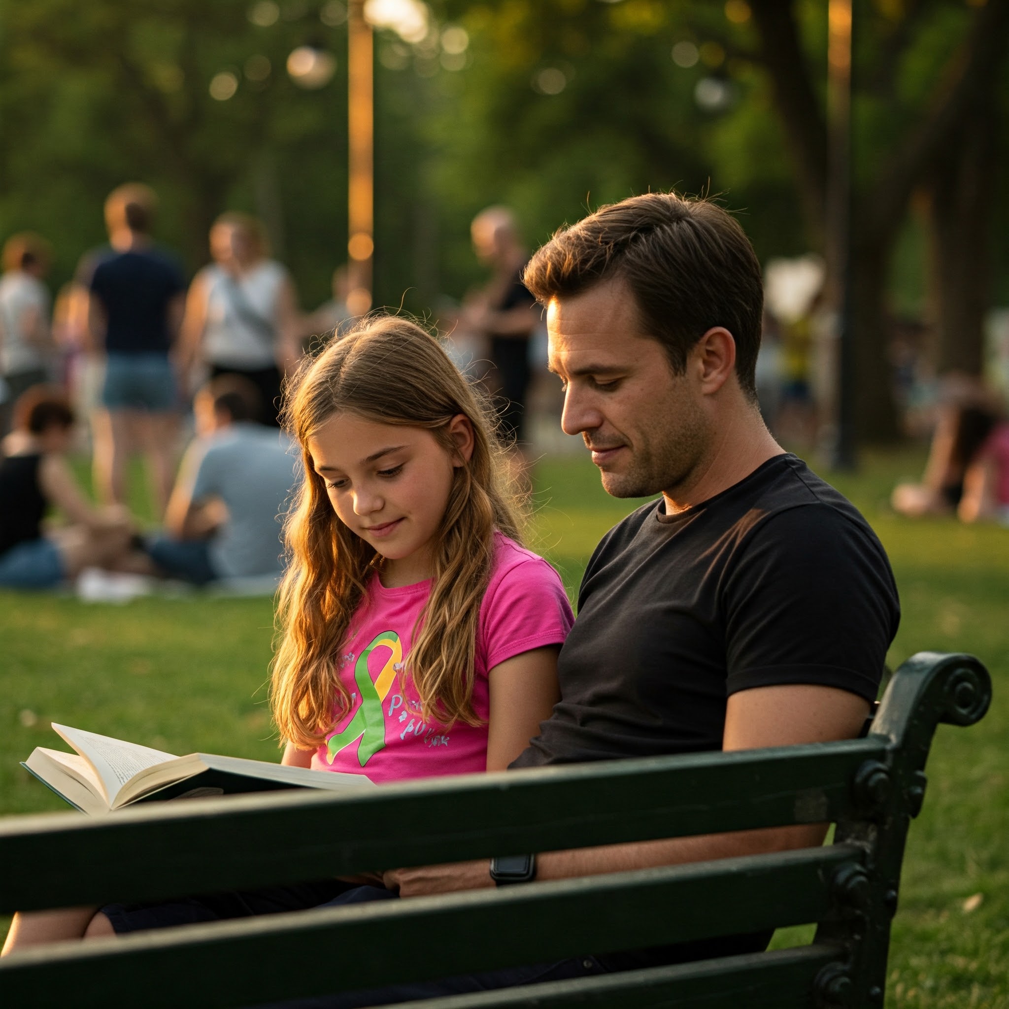 공원에서 책을 읽고 있는 모습