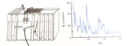 숀다이크가 사용했던 문제 상자와 고양이가 보여준 학습곡선