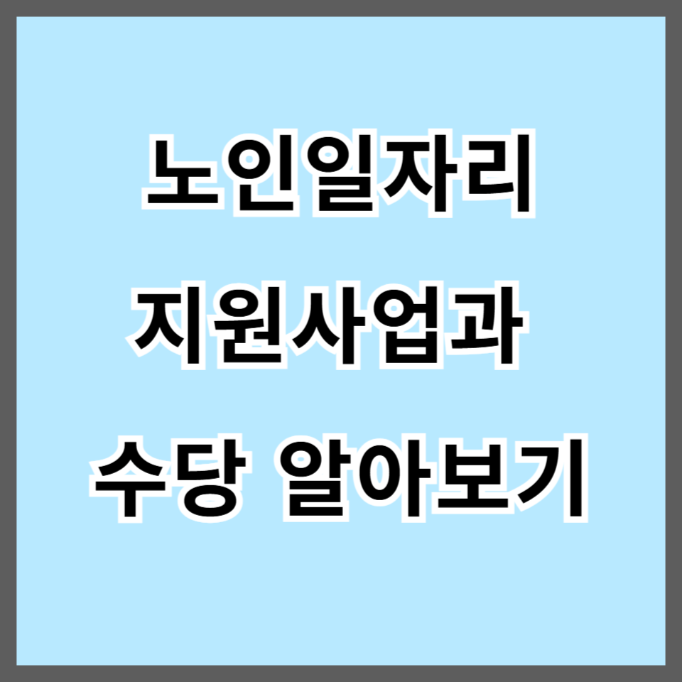 노인일자리 지원사업 종류별 수당 및 근무조건