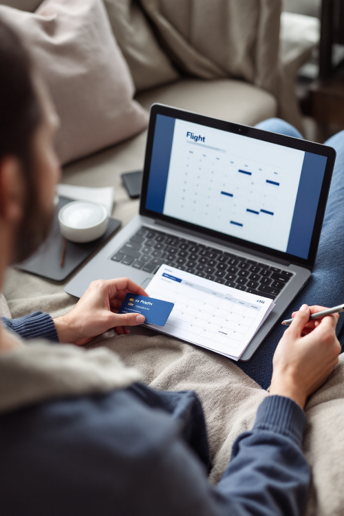 노트북으로-항공권-예약하는-모습