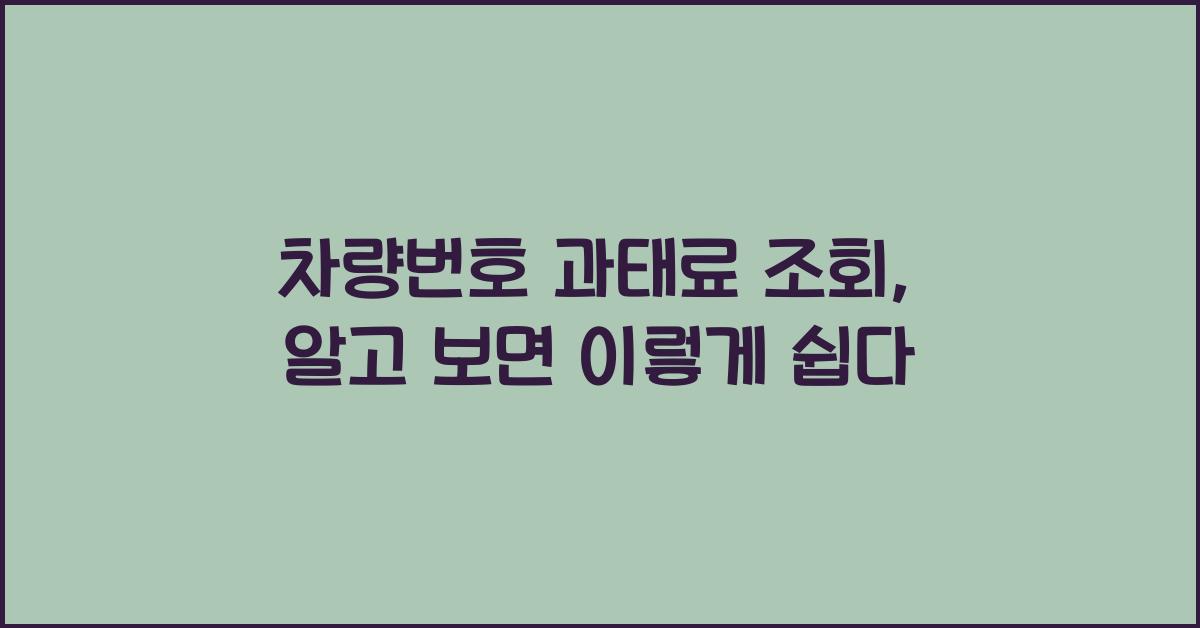 차량번호 과태료 조회