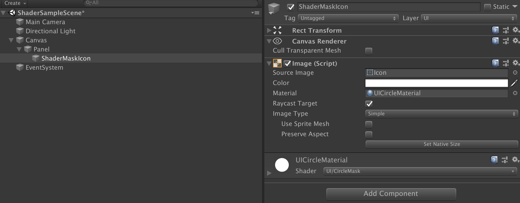 UICircleMask Material 적용