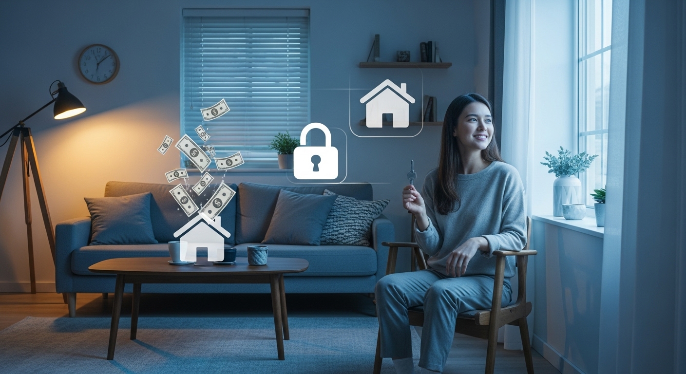 2025년 청년주택드림대출로 내 집 마련의 꿈을 이룬 청년이 안정적인 주거 공간에서 기뻐하는 모습.