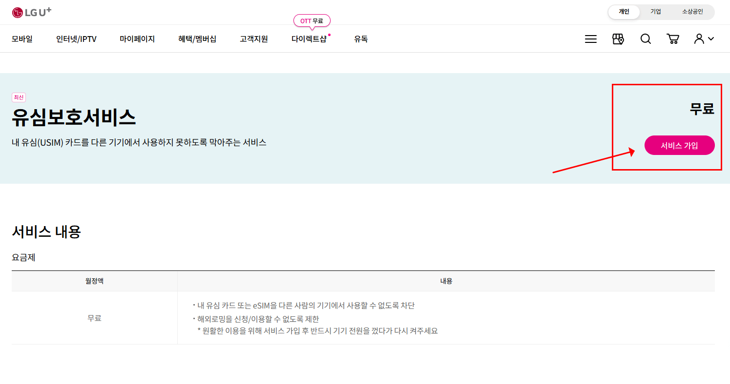 LG U+ 유심 엘지 유플러스 유심 가입하기 유심보호서비스