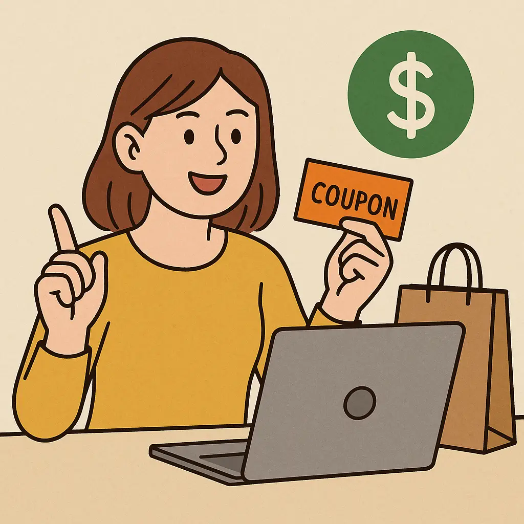 온라인-쇼핑을-하면서-쿠폰을-활용해-구매를-결정하는-여성