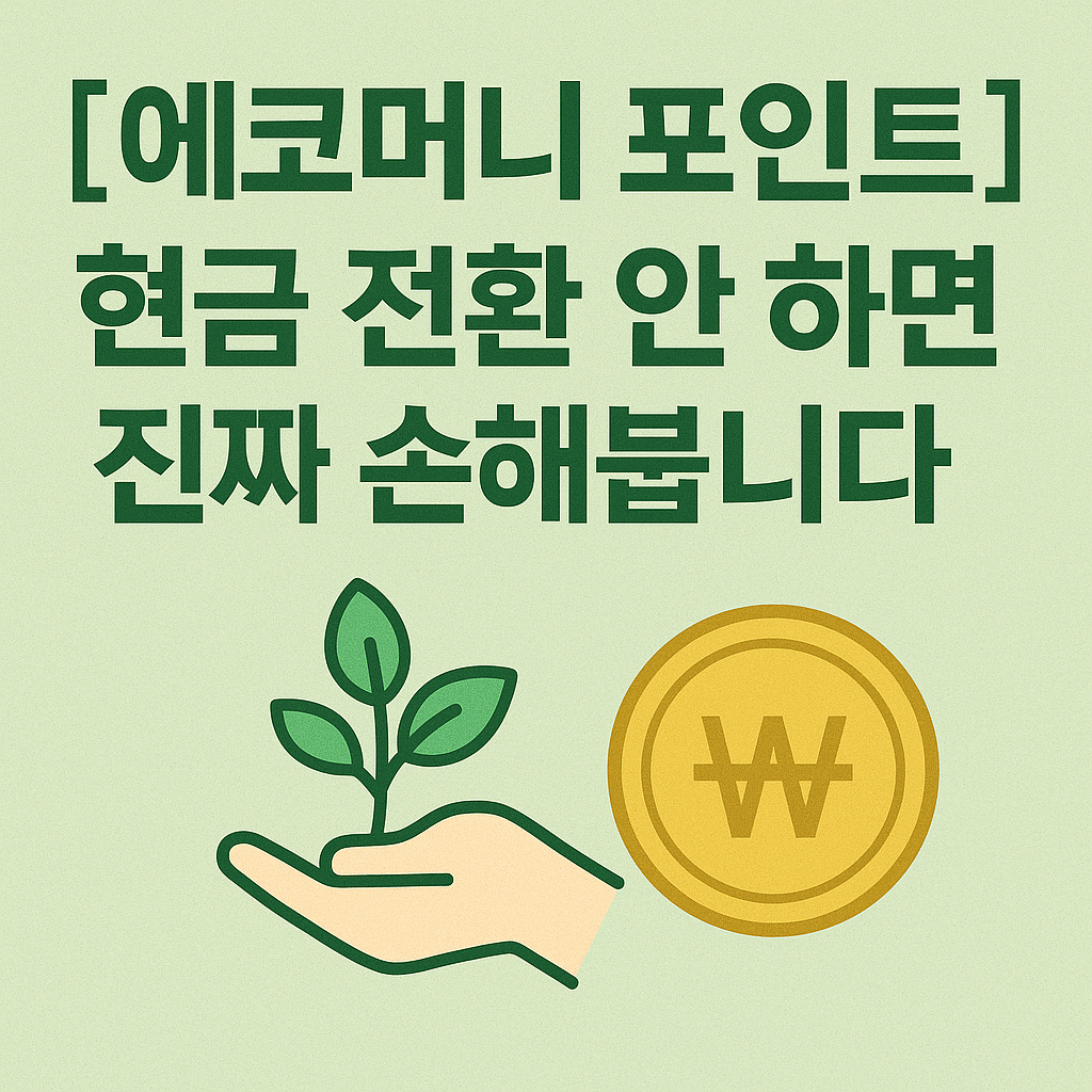 [에코머니 포인트] 현금 전환 안 하면 진짜 손해봅니다