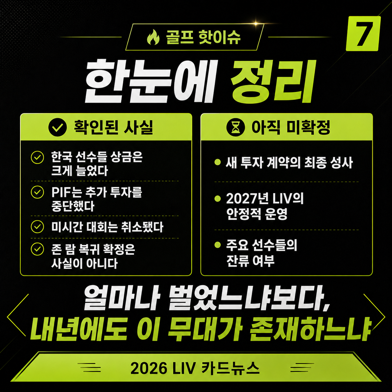 LIV골프 존폐설 한눈에 살펴보기