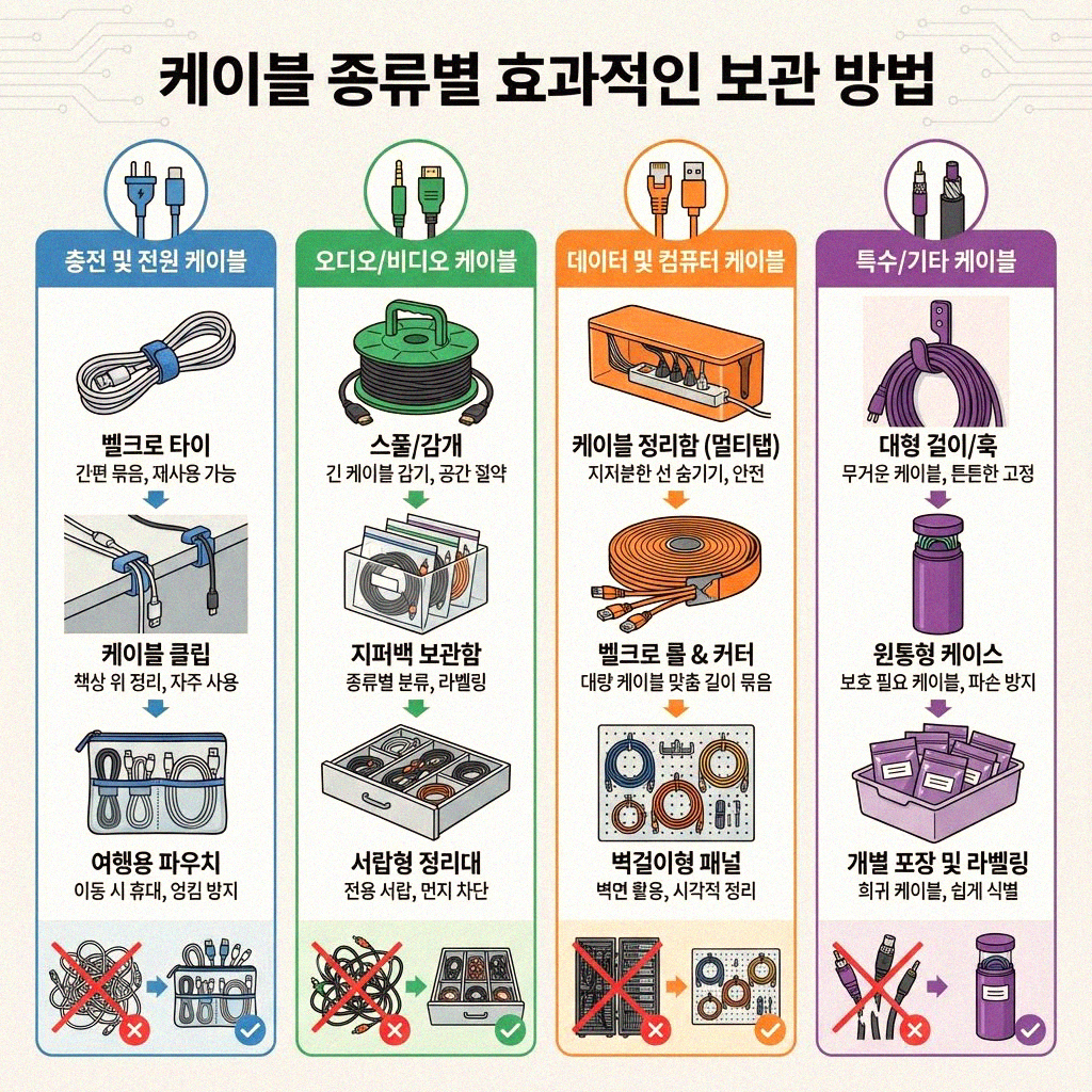서랍 속 케이블 엉킴 이제 그만 깔끔하게 정리하는 꿀팁