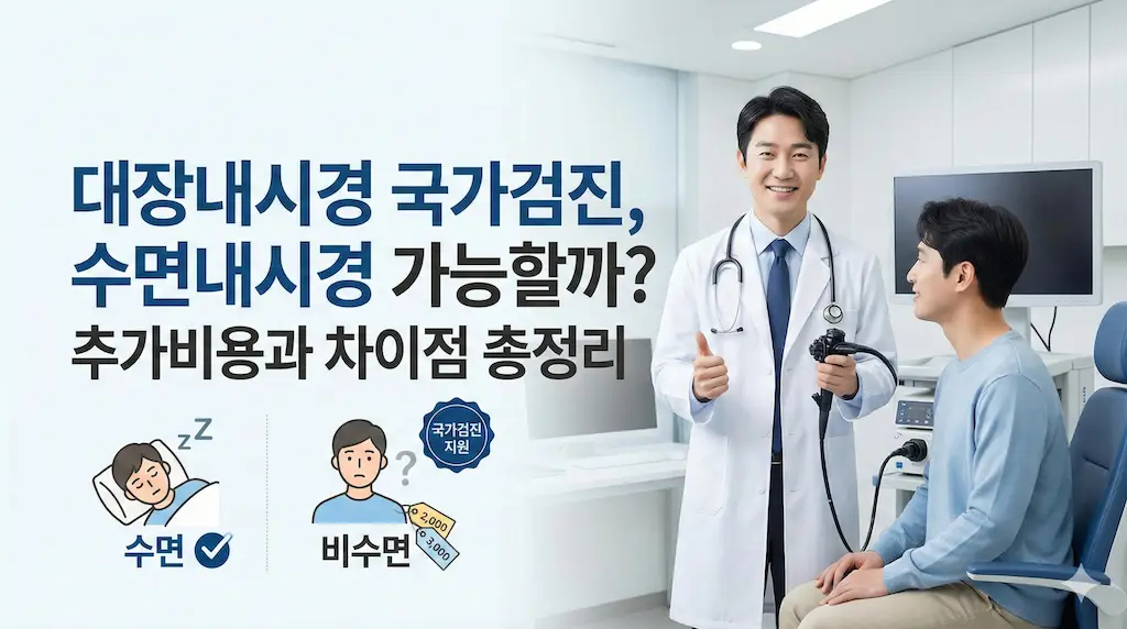 대장내시경 국가검진, 수면내시경 가능할까? 추가비용과 차이점 총정리