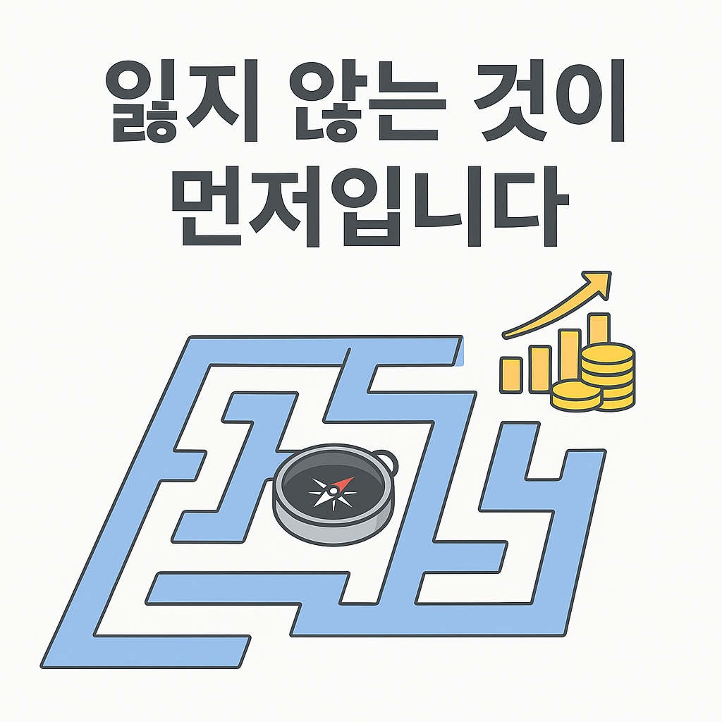 투자 초보자가 방향을 찾아가는 과정을 상징하는 이미지