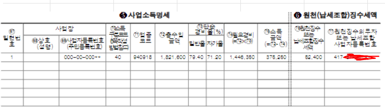 사업소득 명세서