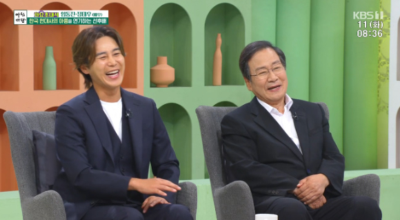 배우 정태우, 임동진이 KBS1 '아침마당'의 화요초대석에 출연해 대화를 나누고 있다. [사진=KBS 방송화면 캡처]