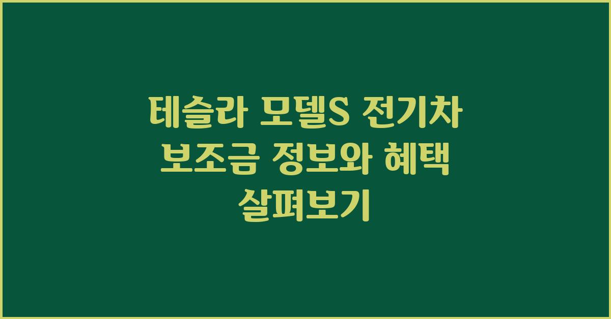 테슬라 모델S 전기차 보조금 정보