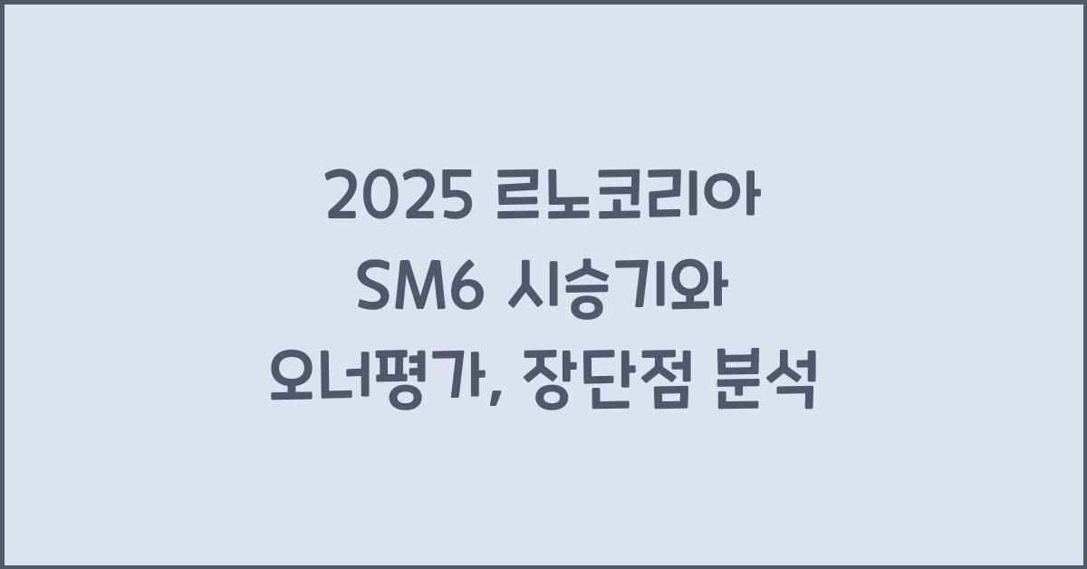 2025 르노코리아 SM6 시승기 제원 연비 장단점 유지비 오너평가