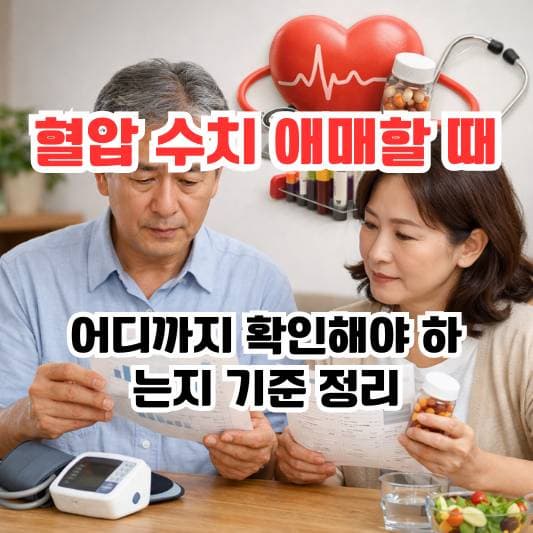 고혈압 고지혈증 수치를 확인하는 중년의 일상