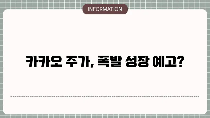카카오 주가 전망: 향후 성장 가능성은?