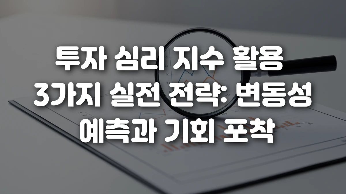 투자 심리 지수 활용 3가지 실전 전략 변동성 예측과 기회 포착