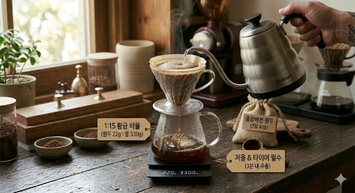 저울과 타이머는 필수일까? 실패 없는 홈카페 브루잉 레이시오(비율)