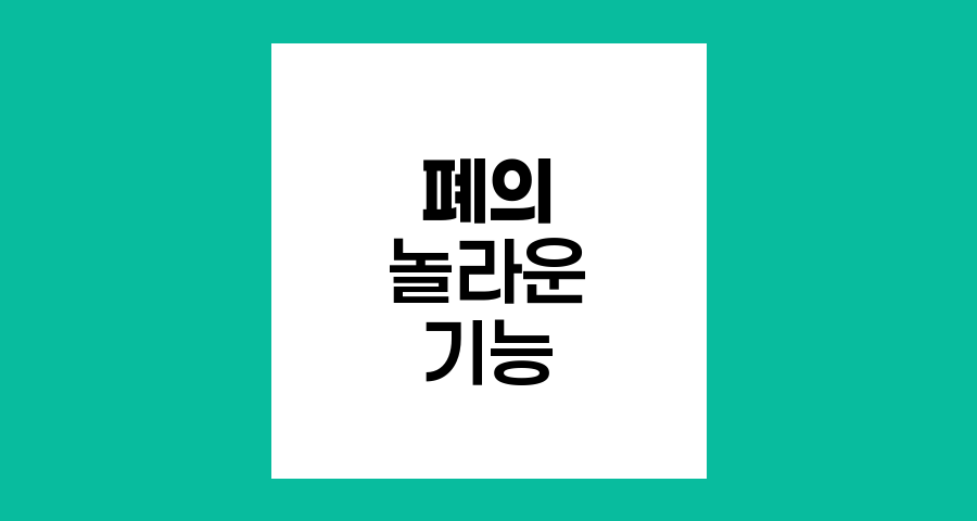 폐의 놀라운 기능과 중요성