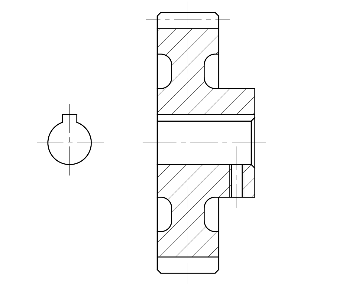 구멍에서의-축의-국부-투상도