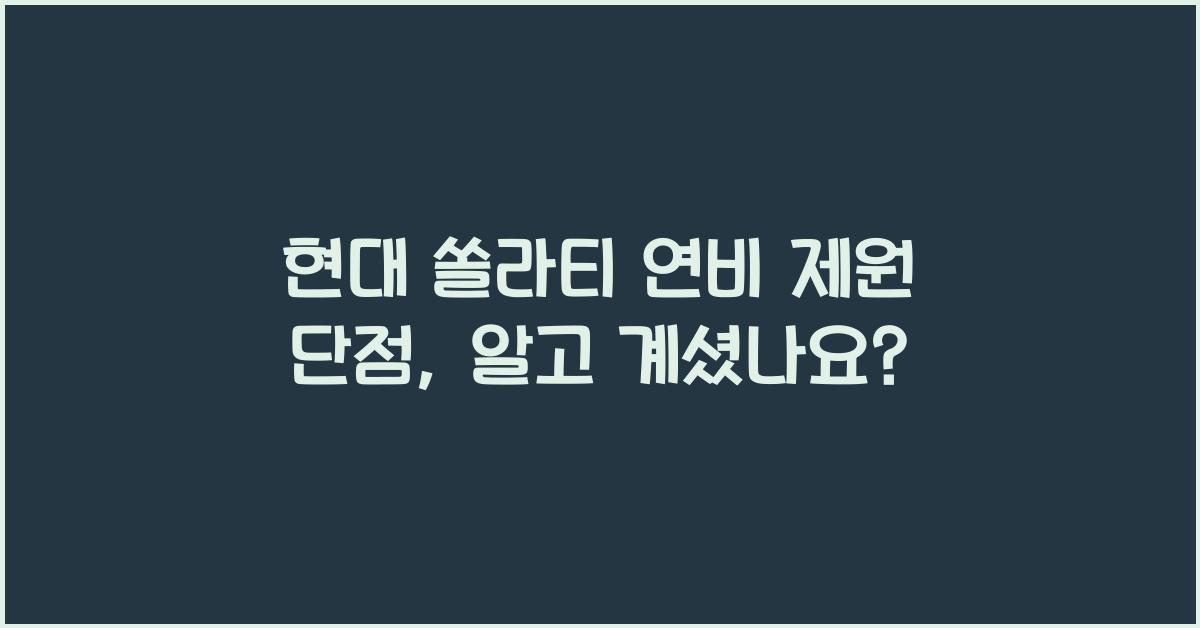 현대 쏠라티 연비 제원 단점
