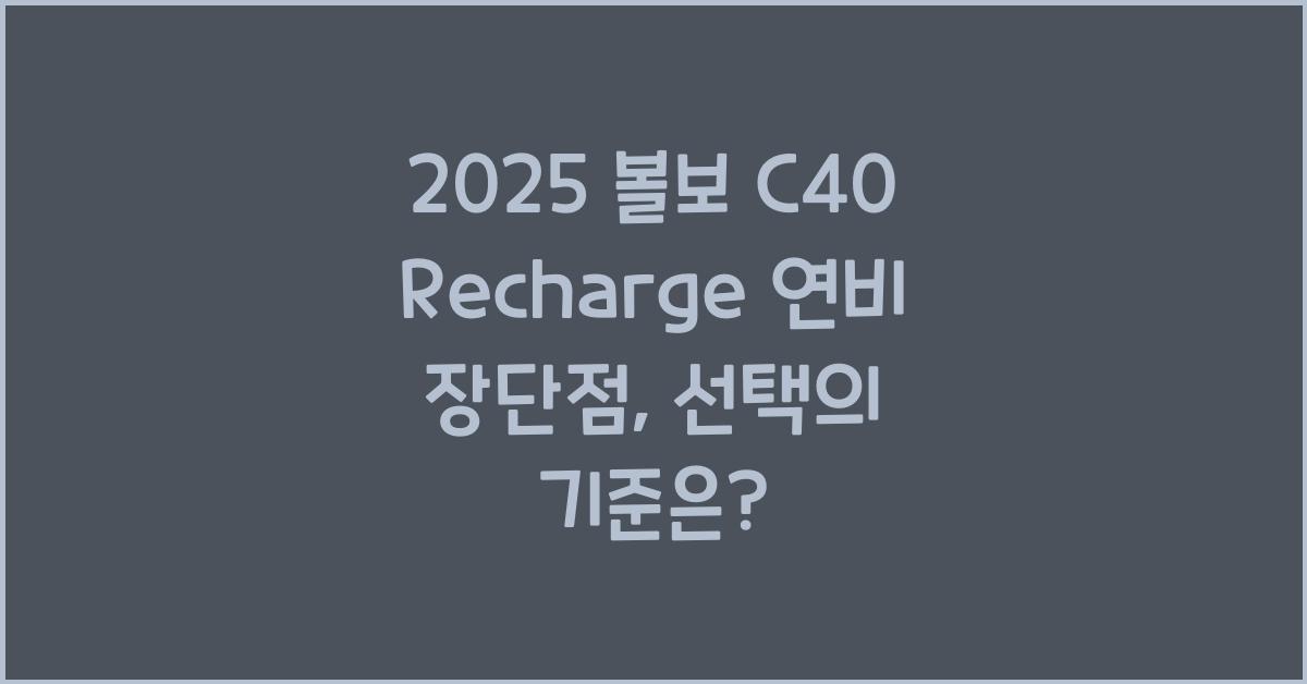 2025 볼보 C40 Recharge 연비 장단점
