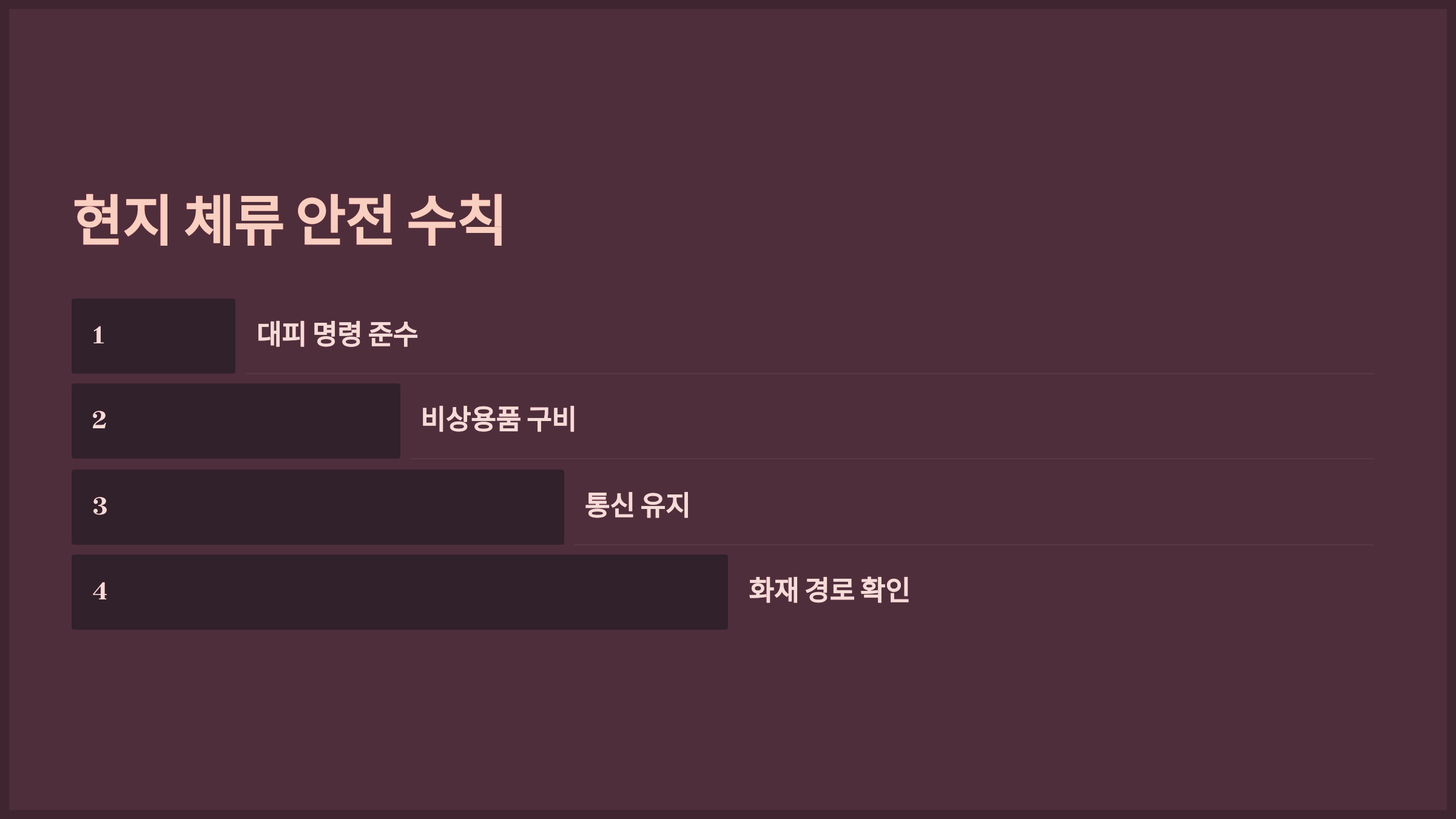 현지 체류 안전 수칙