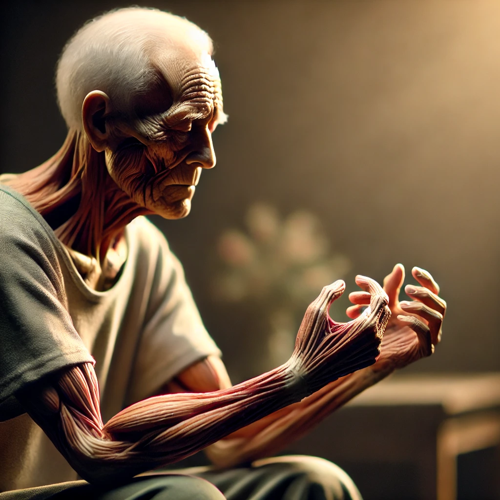 근감소증으로 인해 노화가 진행되고 있는 모습