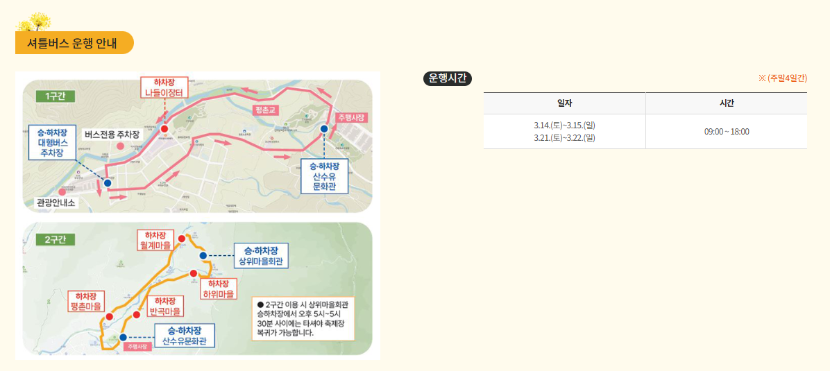 구례산수유축제 주차 및 교통 안내