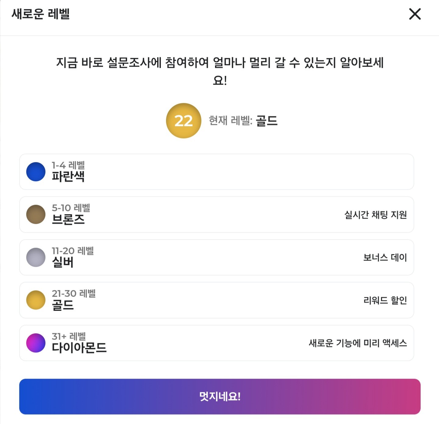 레벨 달성 시 추가 기능 설명