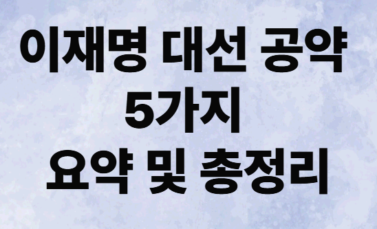 이재명 대선 공약 5가지 요약 및 총정리 : AI부터 부동산까지
