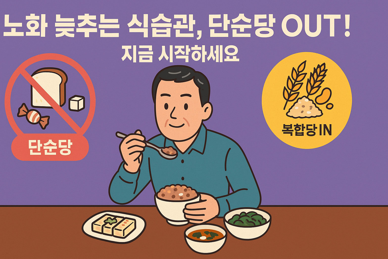 50대 남성을 위한 노화 방지 식단 전략, 복합 탄수화물 식습관으로 가속 노화 탈출