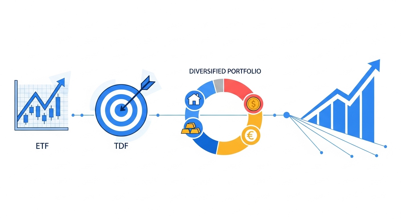 퇴직연금 계좌 내 ETF와 TDF를 활용한 분산 투자 포트폴리오 이미지