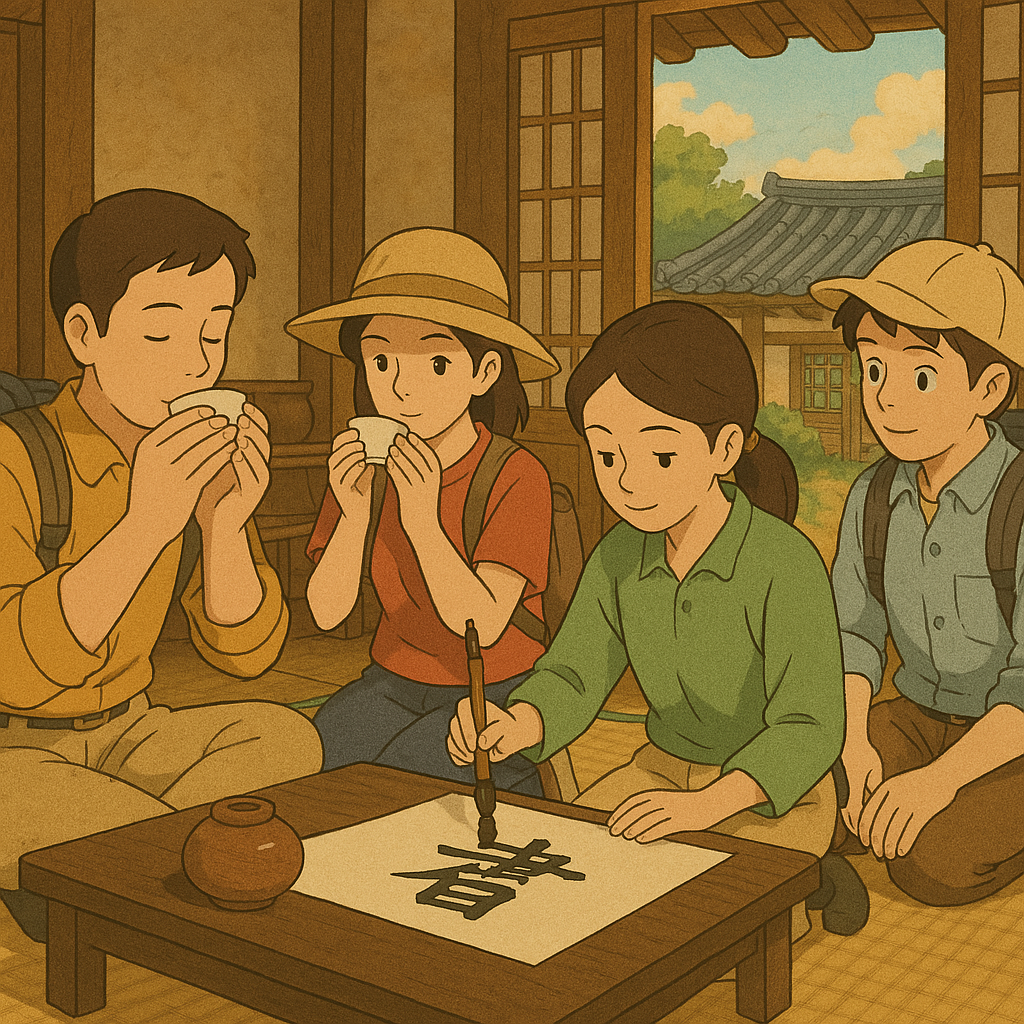 전통문화를 체험하는 모습