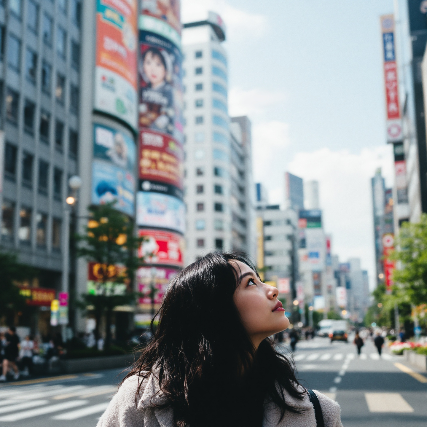 도쿄 거리를 거니는 여자