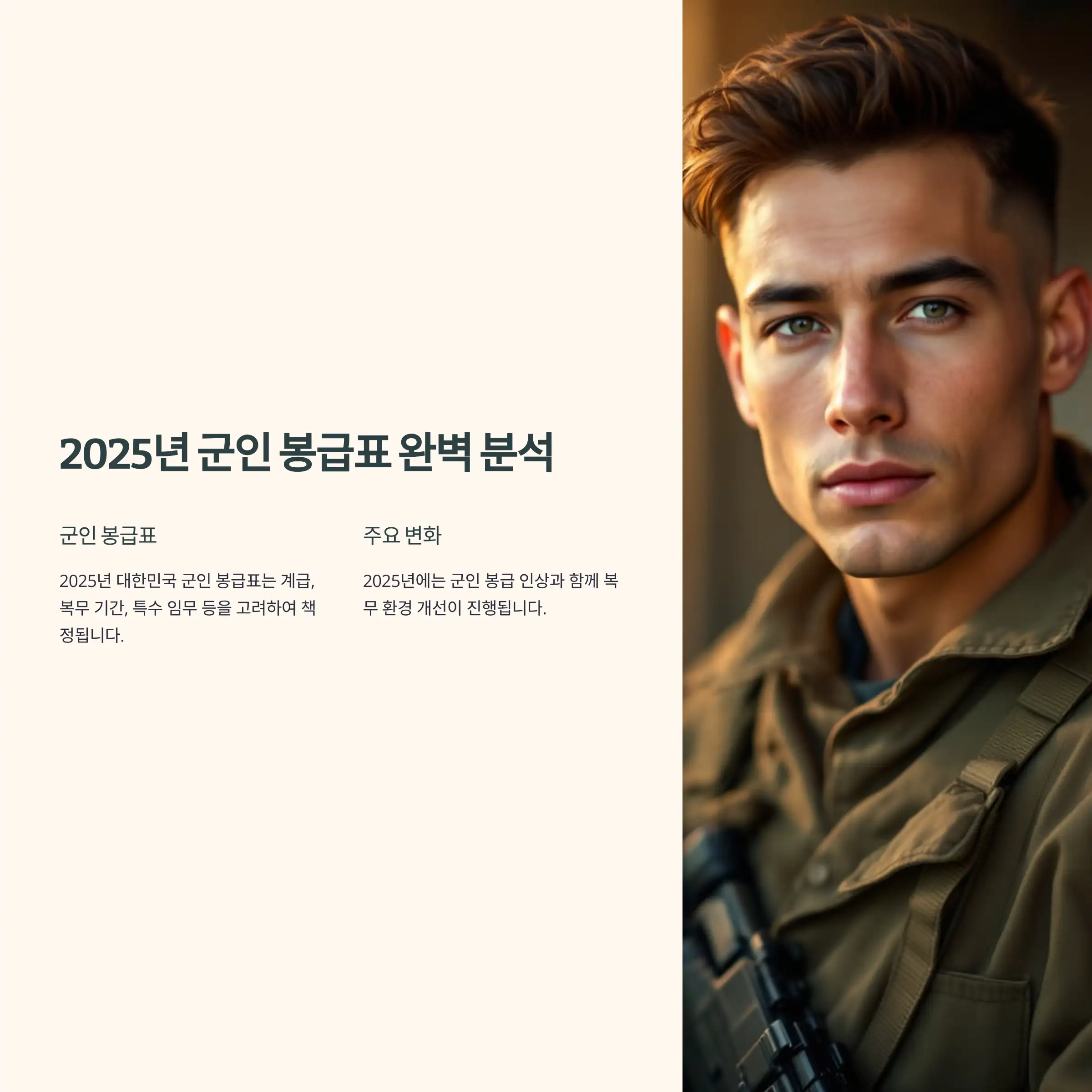 2025년 군인 봉급표 병사