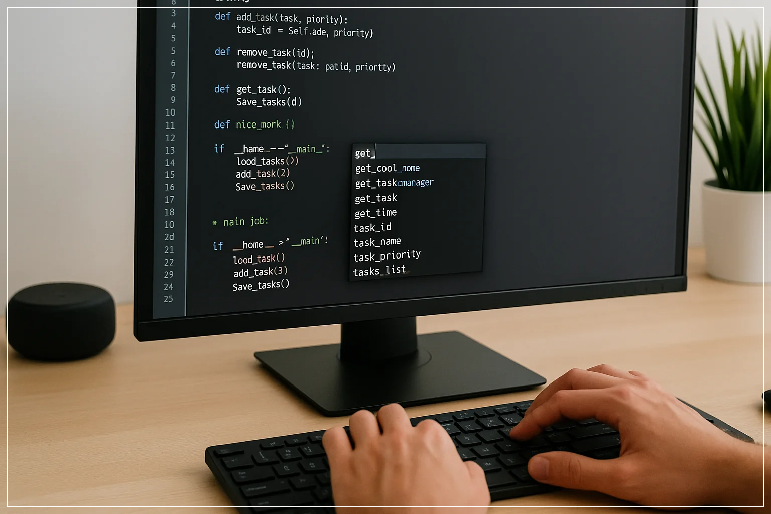 자동 완성 리스트가 활성화된 IDE 화면