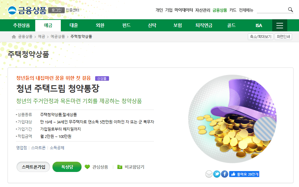 청년 주택드림 청약통장 신청방법 필요서류