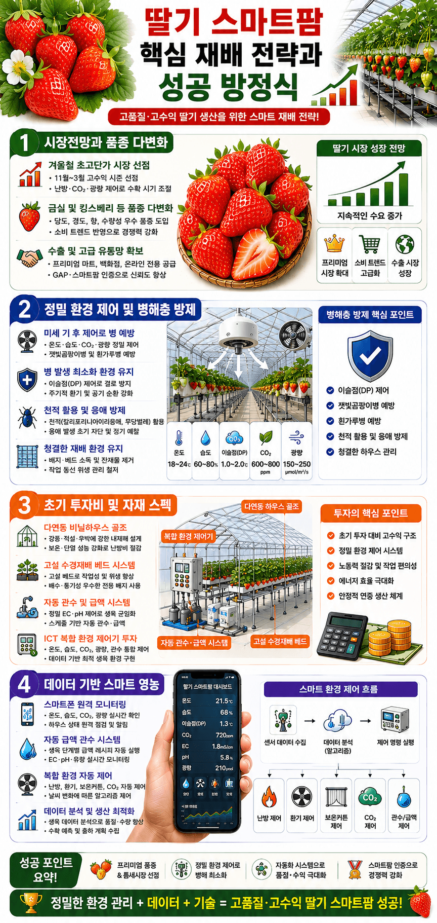 딸기 스마트팜 성공방정식 인포그래픽